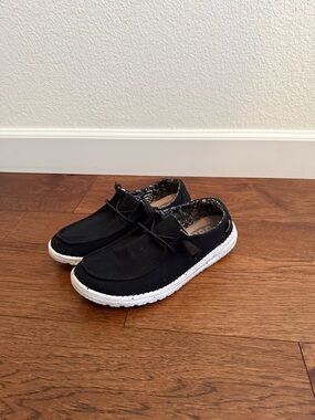 Hey Dude Black Slip-On Sneakers with White Sole